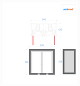 120x240 Doppel WC mit Waschbecken und Urinal
