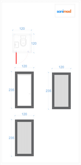 120x120 Einzel WC mit Waschbecken und Urinal